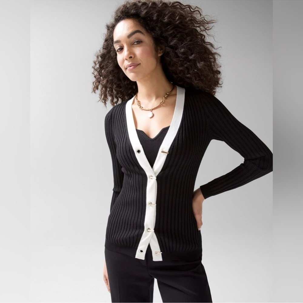 NWT White House Black Market WHBM Long-Sleeve Rib Cardigan & Sweetheart Tank - L